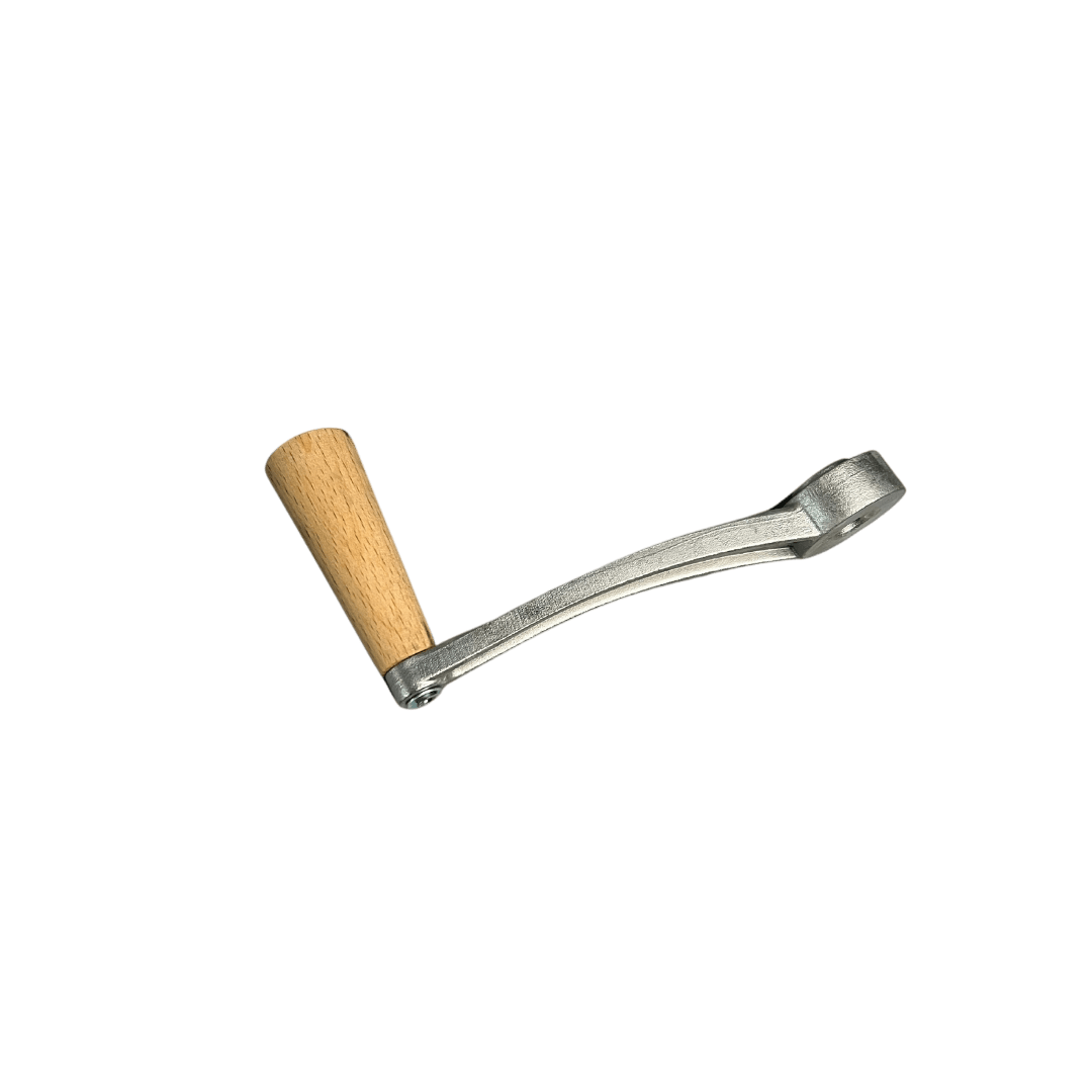Kurbel für Mohnmühle mit Holzgriff und Metallkurbel