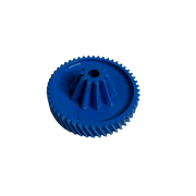 Blaues Kegelrad mit Zähnen und zentralem Nabenloch