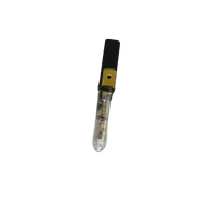 Transparente Signalleuchte mit Metallfassung und Anschlusslasche