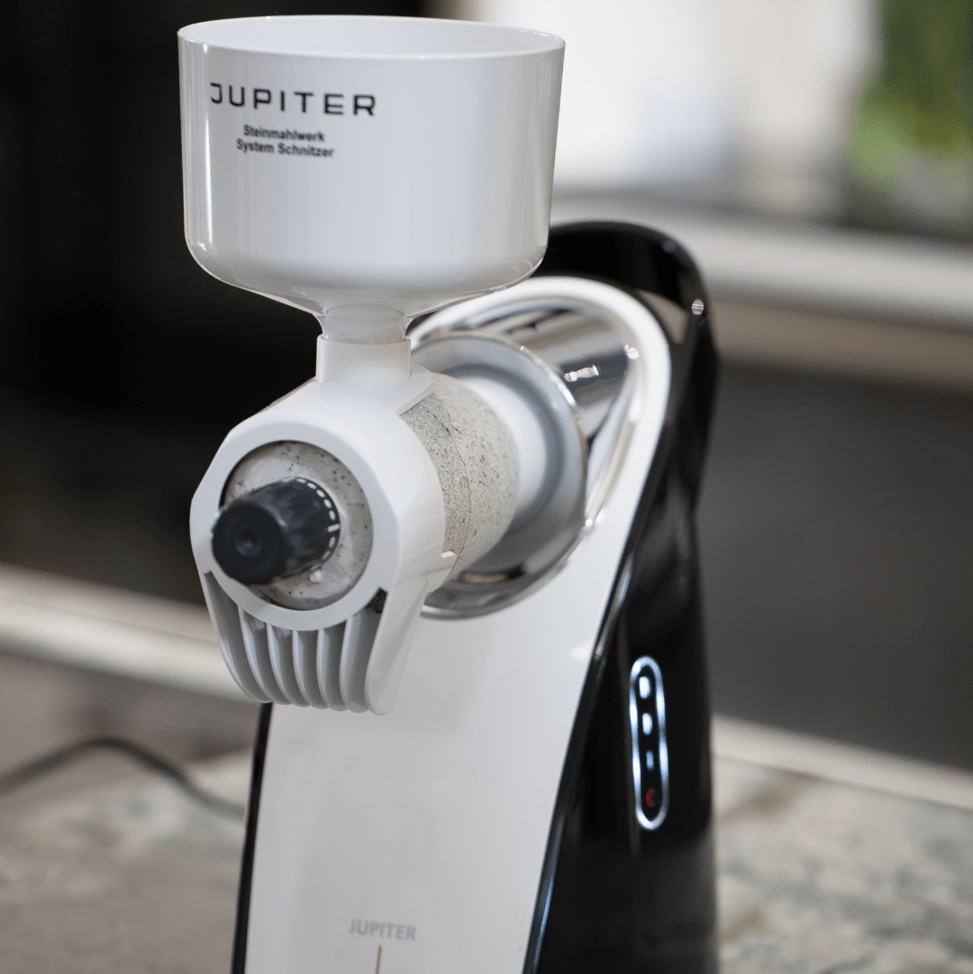Detailansicht des Steinmahlwerks der Jupiter Getreidemühle