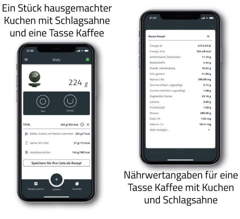 WallyScale App auf Smartphone: Rezeptliste 