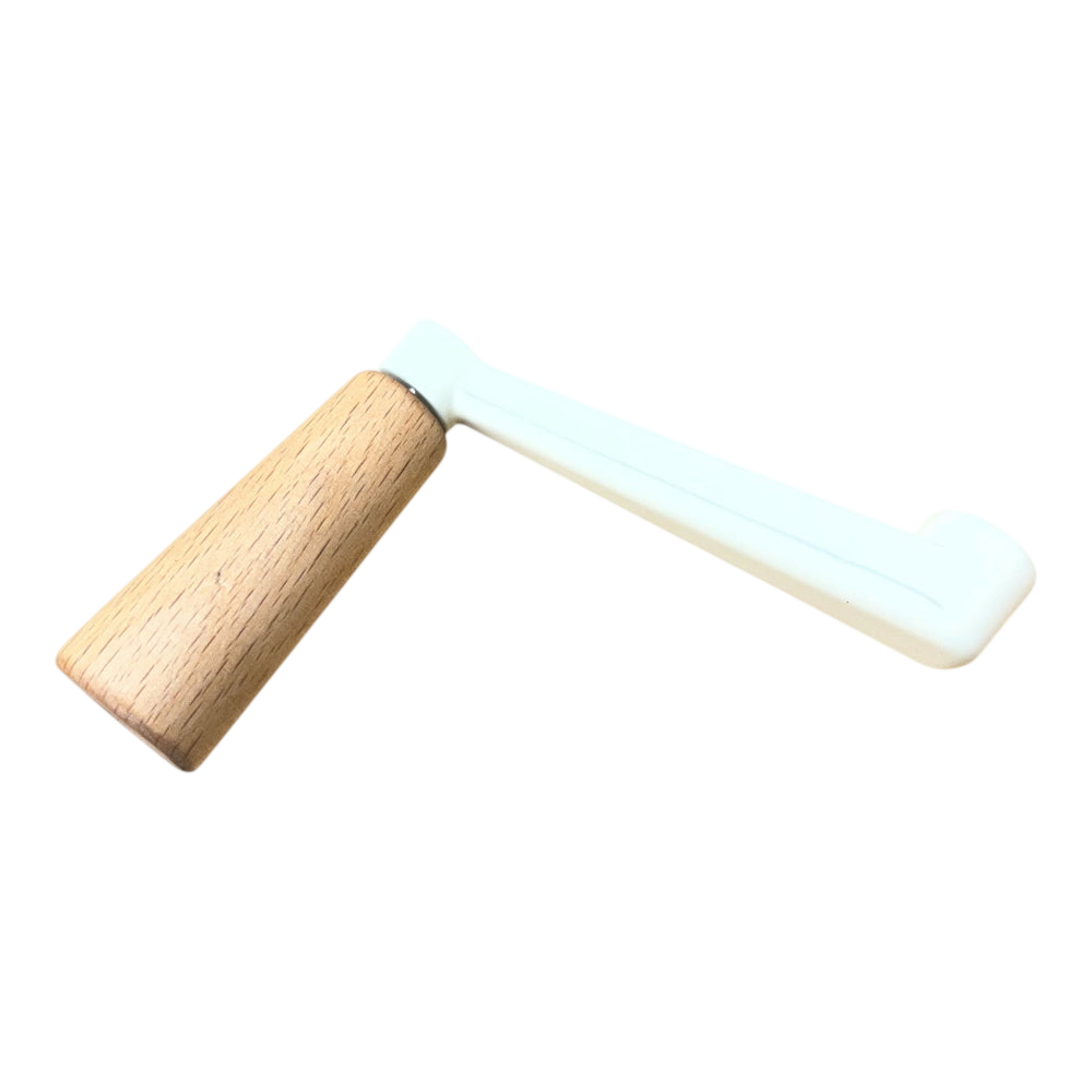 Crank arm without handle for universal slicer, beige with wooden handle